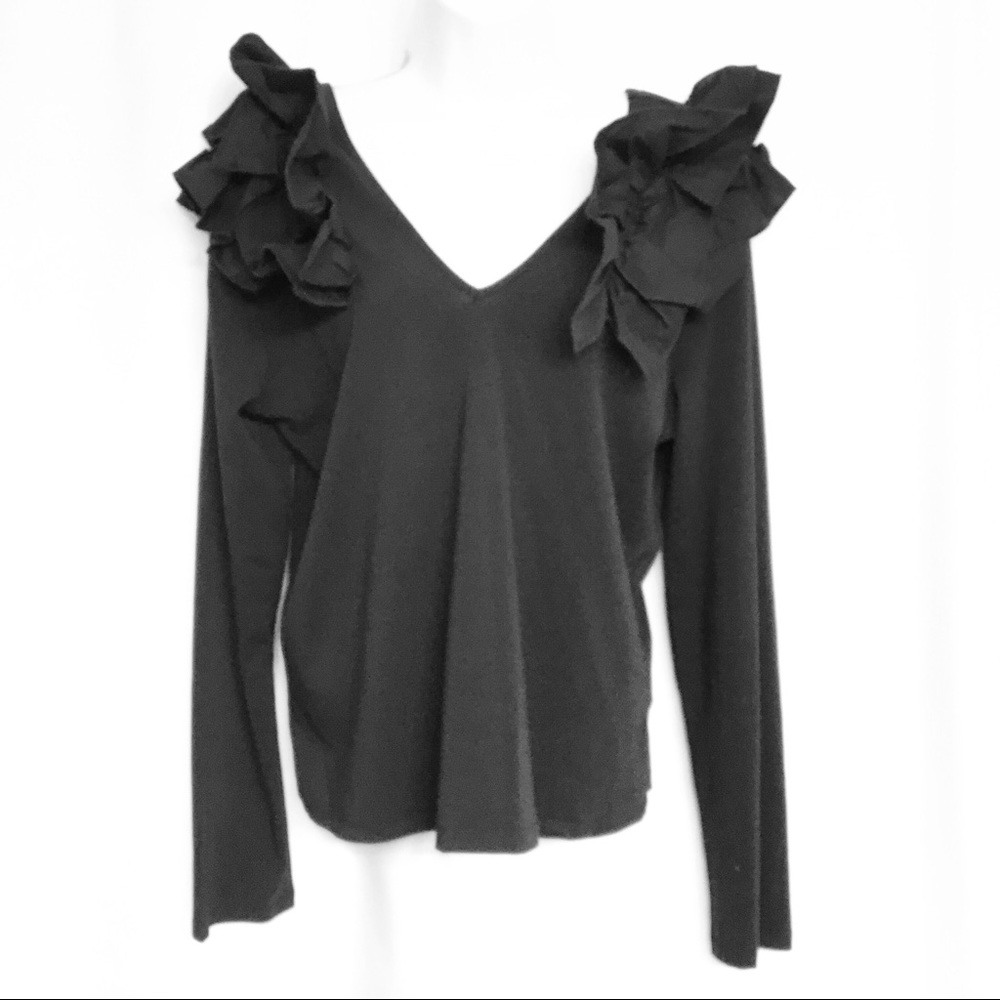 Drew Ruffle V-neck Top Size Large